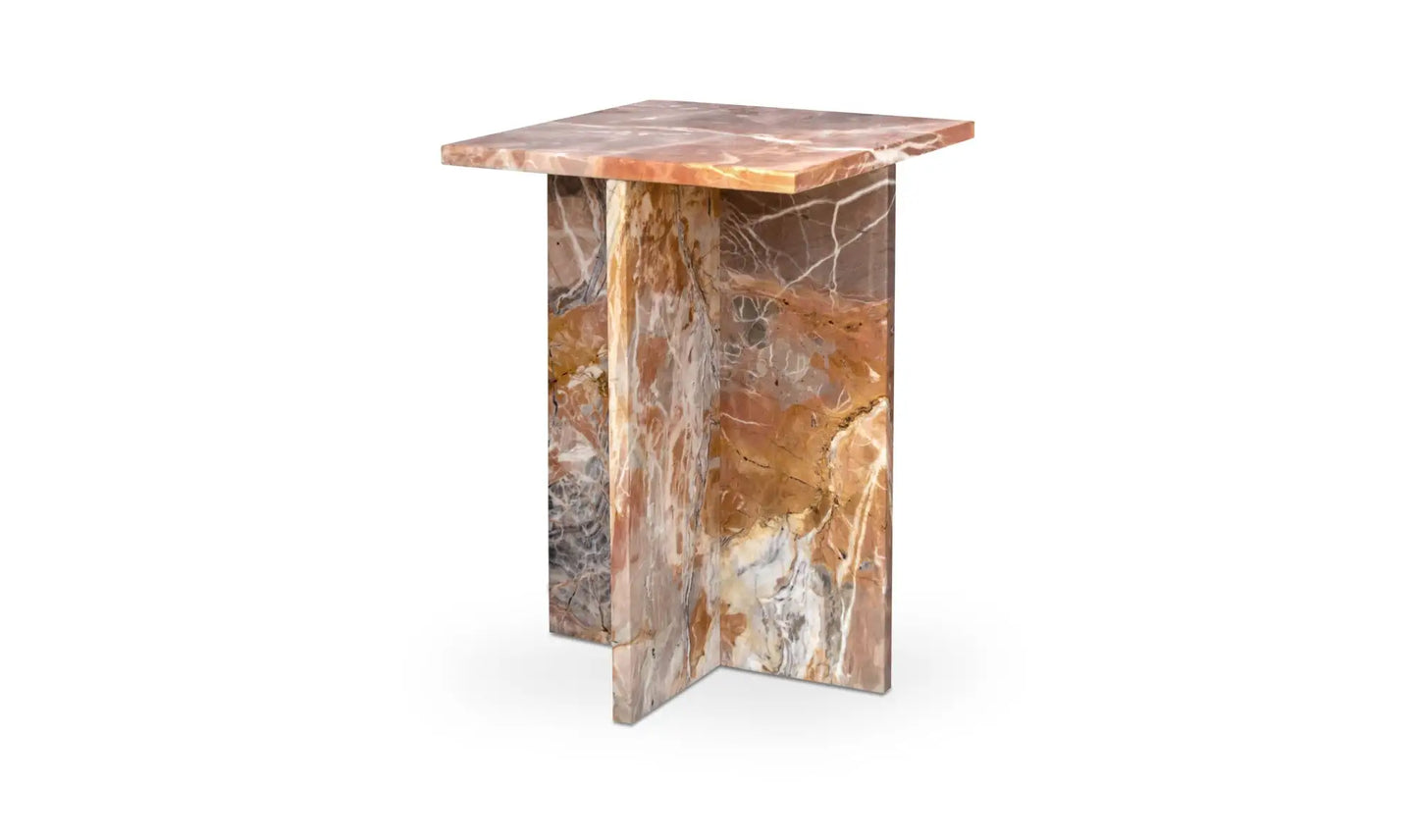 Blair Accent Table Orange Levante Marble