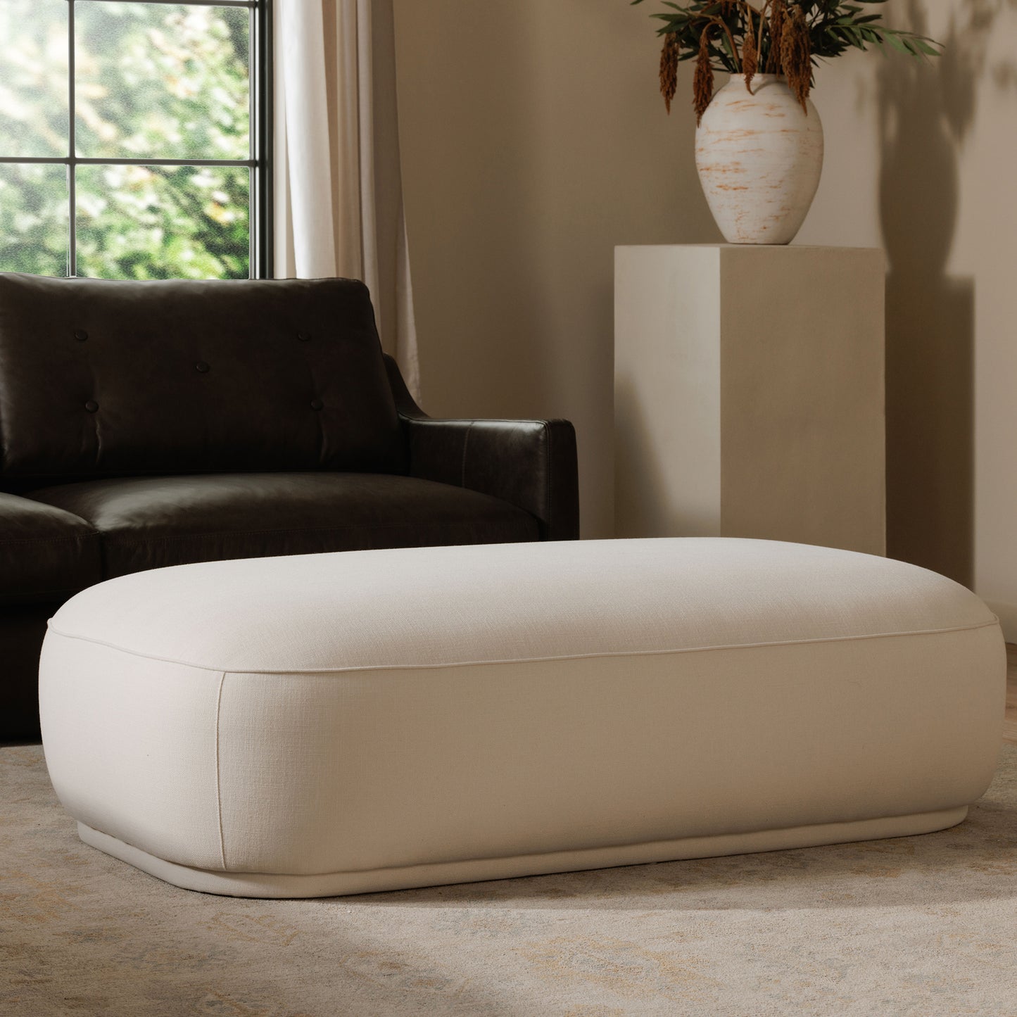 Marion Rectangular Ottoman White
