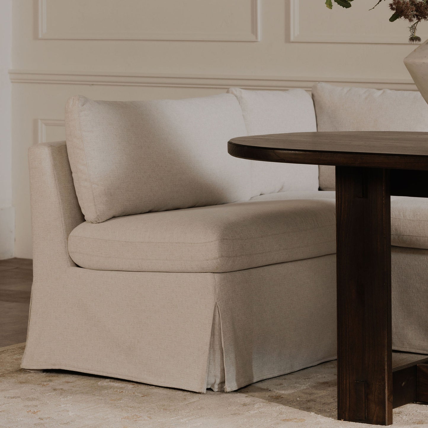 Fable Slipcover Dining Chair and Half Beige