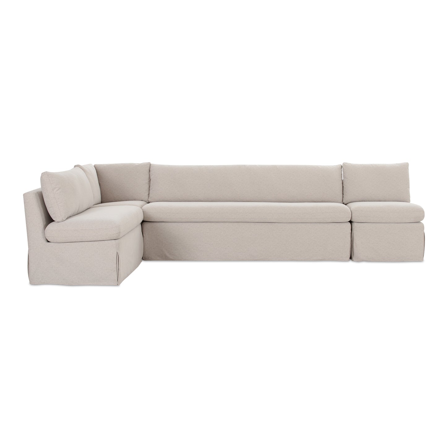 Fable Slipcover Dining Banquette L-Shape Beige 125.5 in.