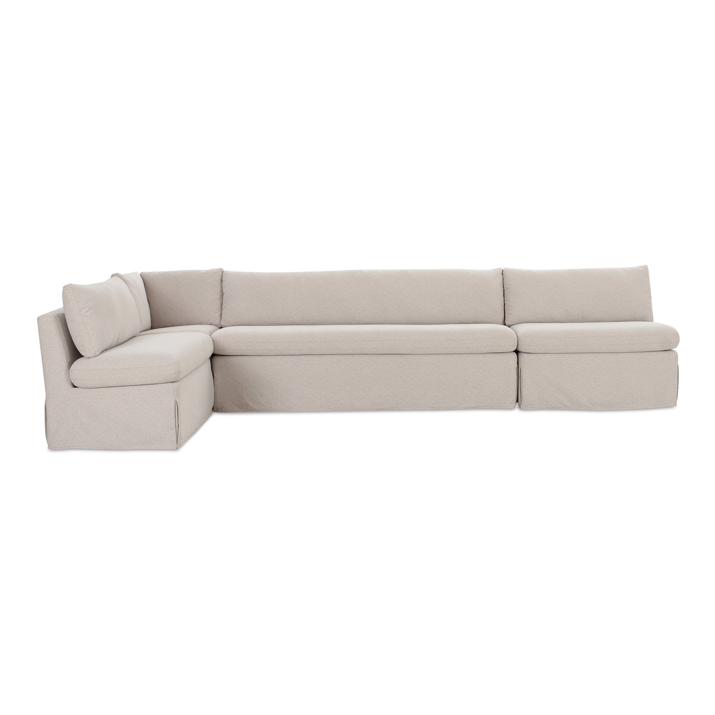 Fable Slipcover Dining Banquette L-Shape Beige 139.5 in.