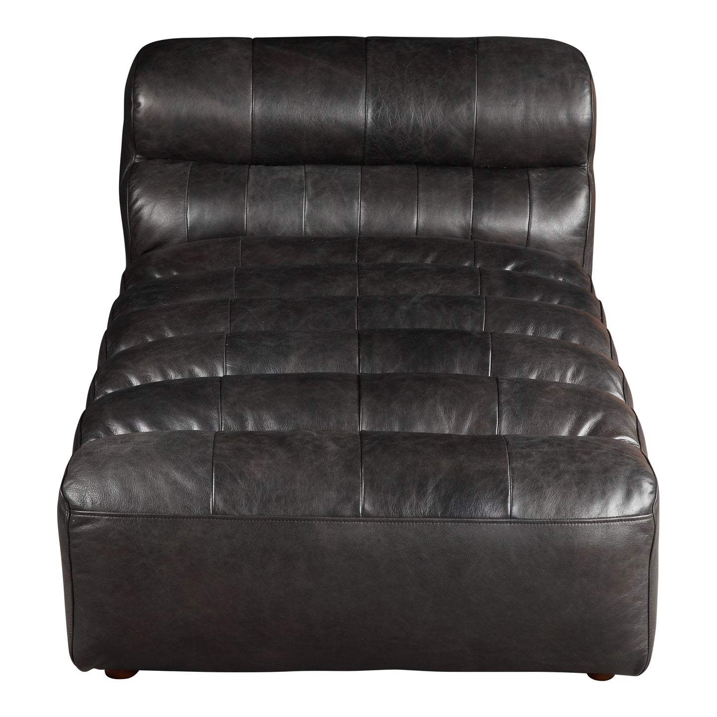 Ramsay Leather Chaise Black