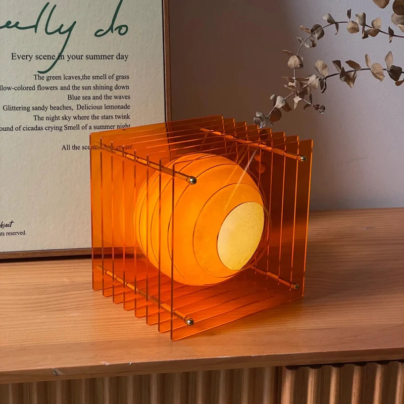 Lámpara de mesa con caja acrílica