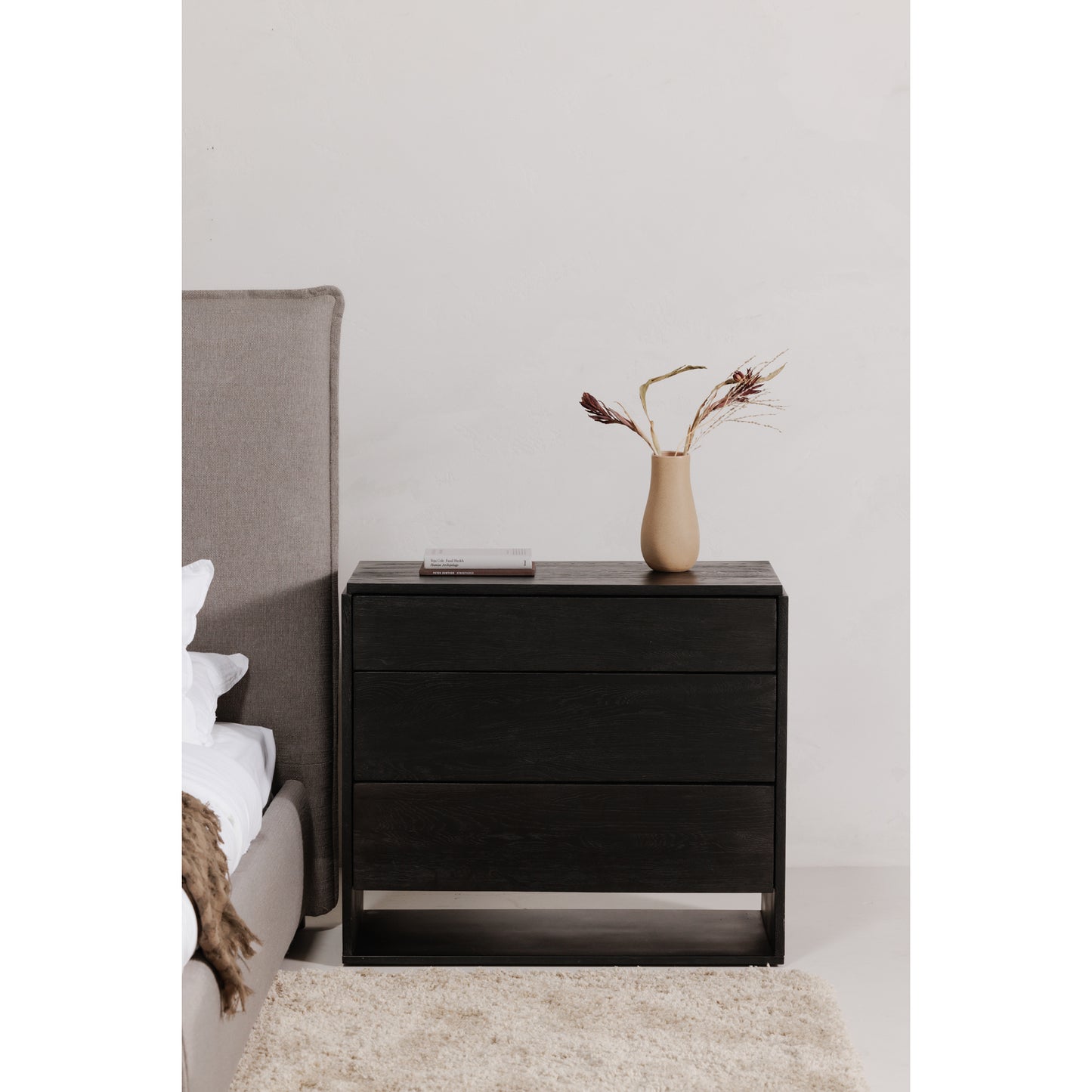 Quinton 3 Drawer Nightstand Black