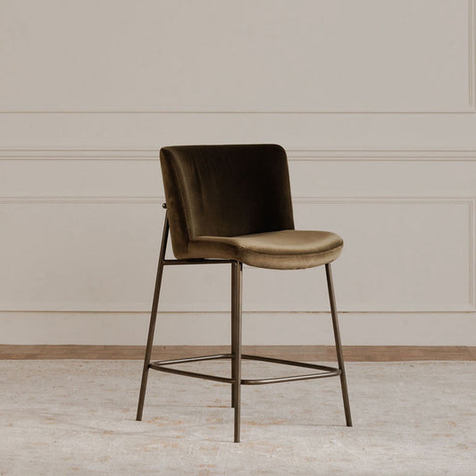 Early Counter Stool Faux Green Mohair