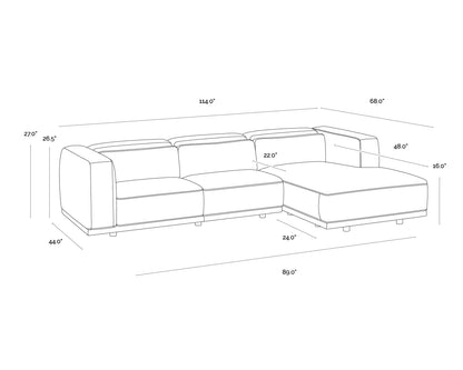Beau Sofa Chaise - Right Arm Face