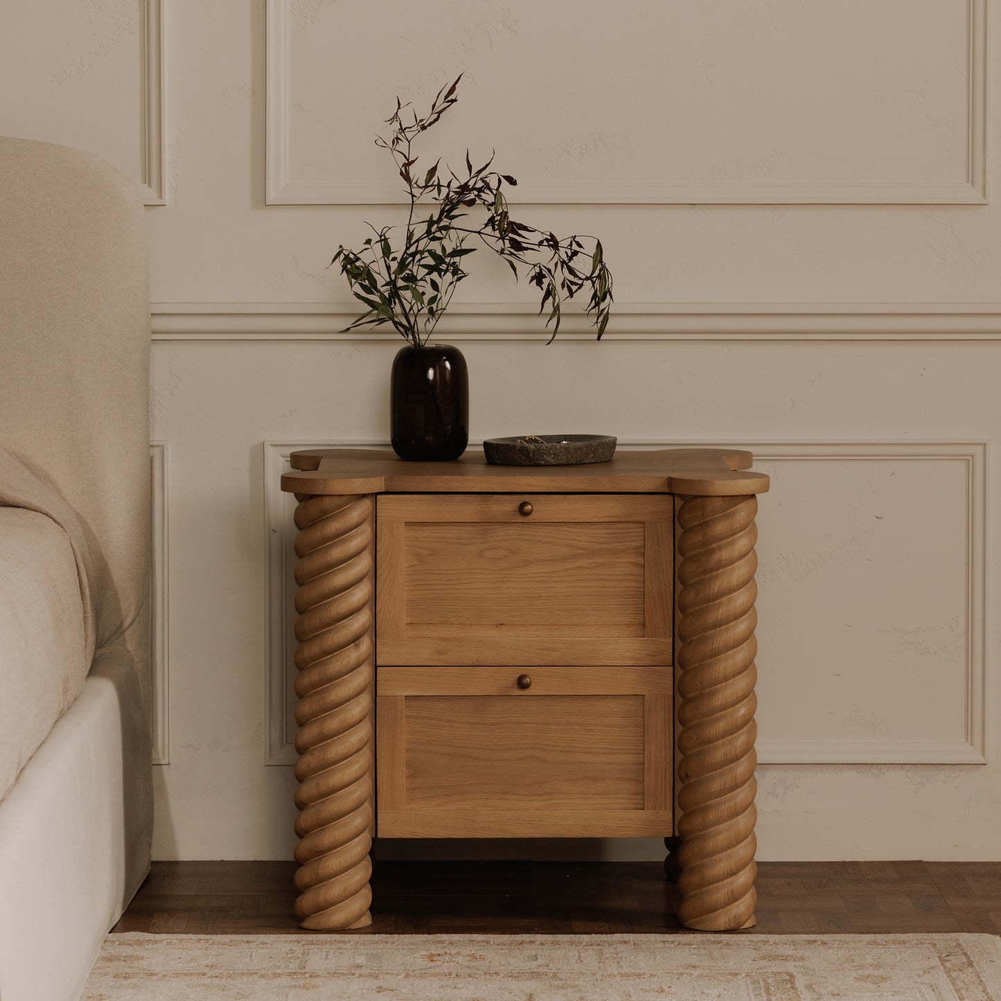 Treccia 2 Drawer Nightstand Oak