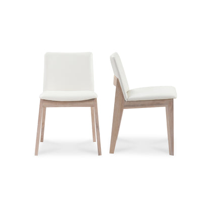 Deco Oak Dining Chair Cream White PVC - Set Of Two