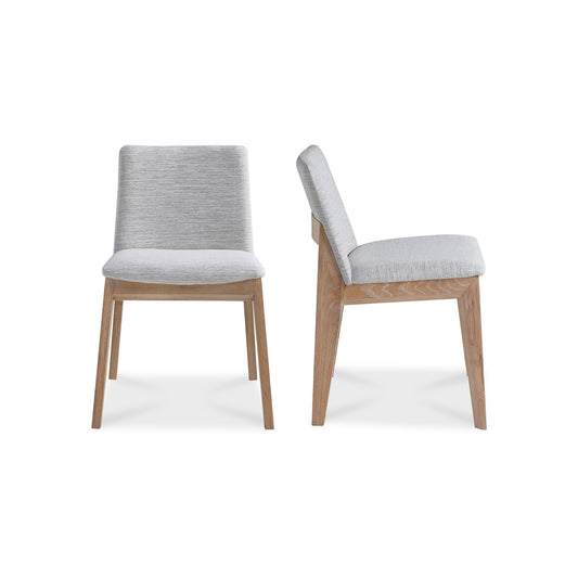 Deco Oak Dining Chair Light Grey - Set Of Two