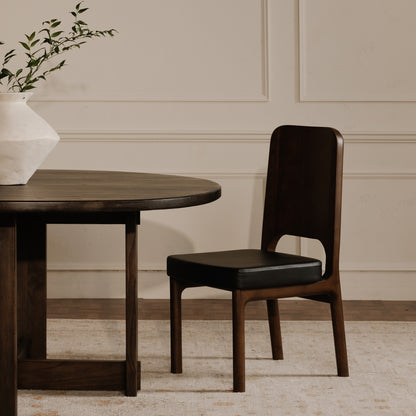 Kerr Dining Chair Walnut Stained Black Vegan Leather-Set Of Two