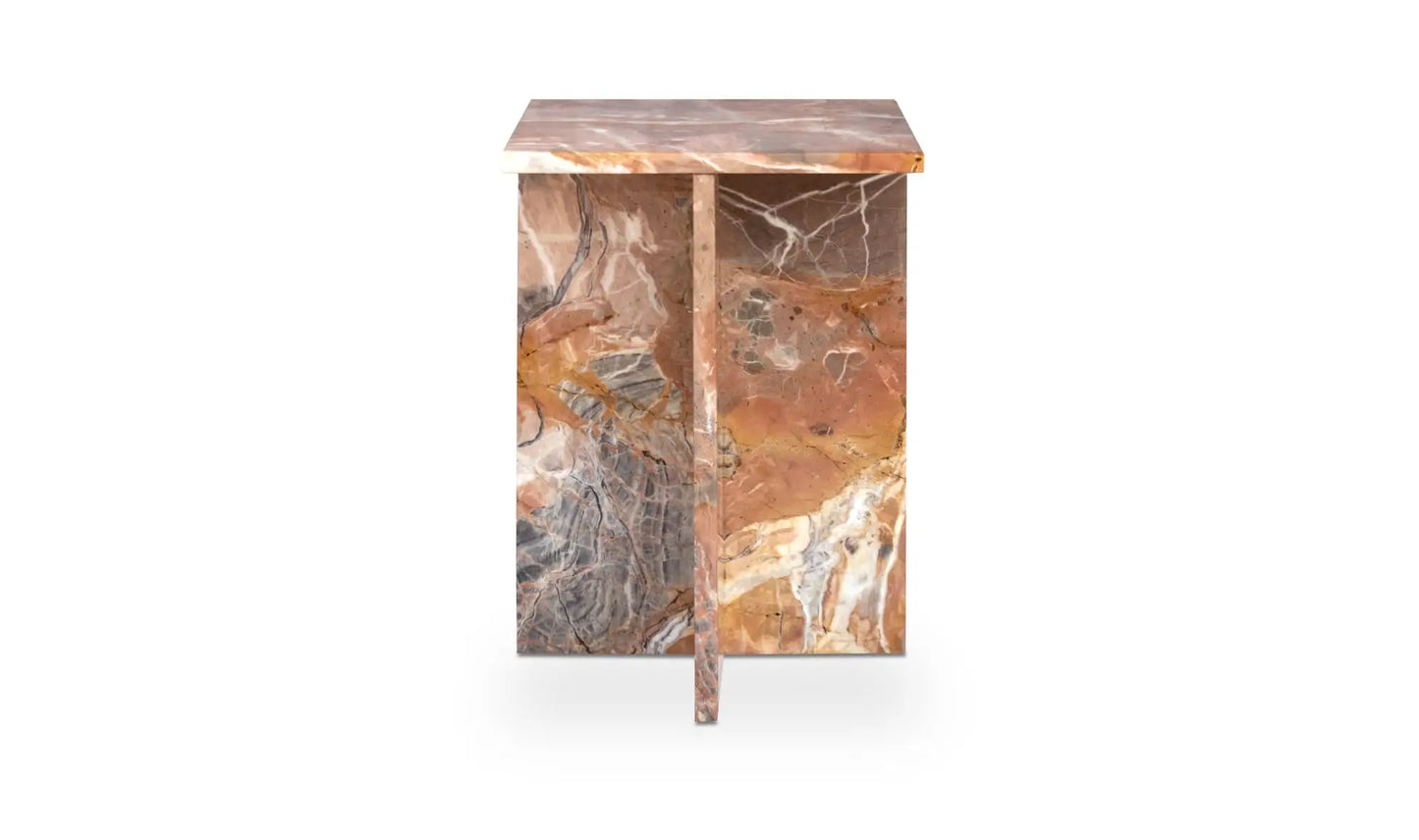 Blair Accent Table Orange Levante Marble