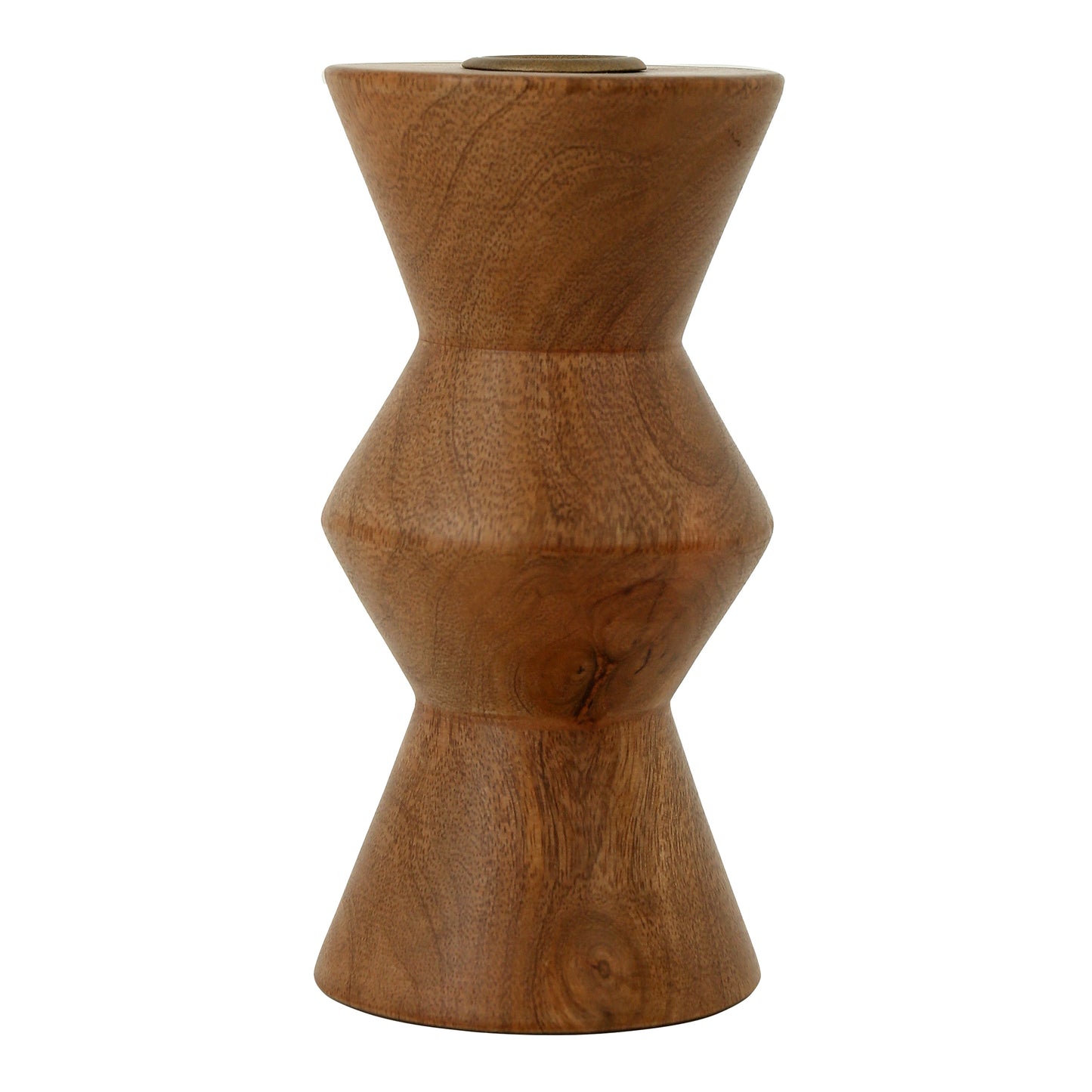 Sequence Small Wooden Candle Holder Brown