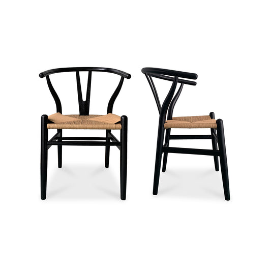 Ventana Dining Chair Black And Natural - Set Of Two