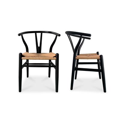 Ventana Dining Chair Black And Natural - Set Of Two