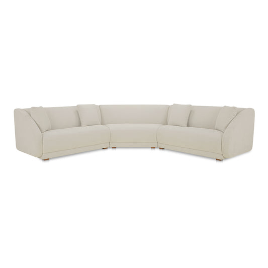 Fraser 3 Piece Modular Sectional with Wedge Slipper Off White