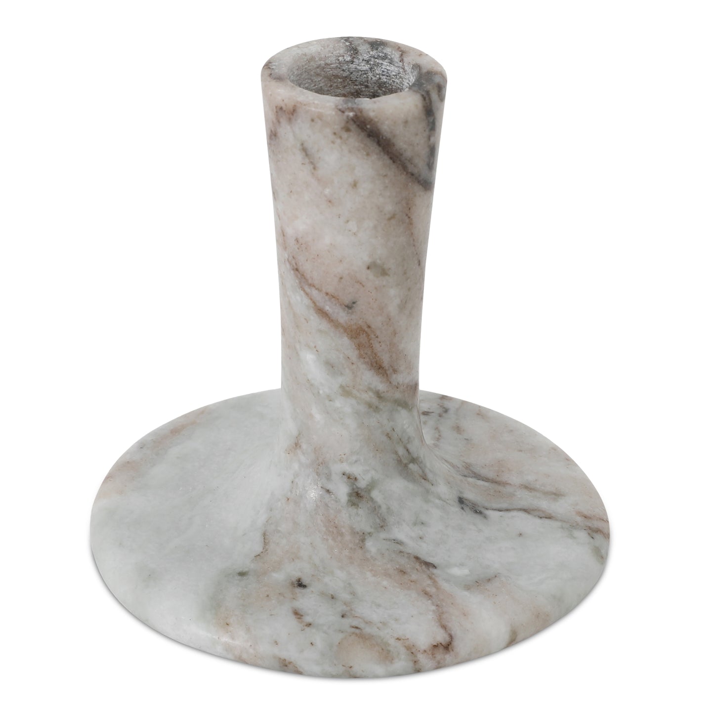 East Short Candle Holder Brown Torrent Marble