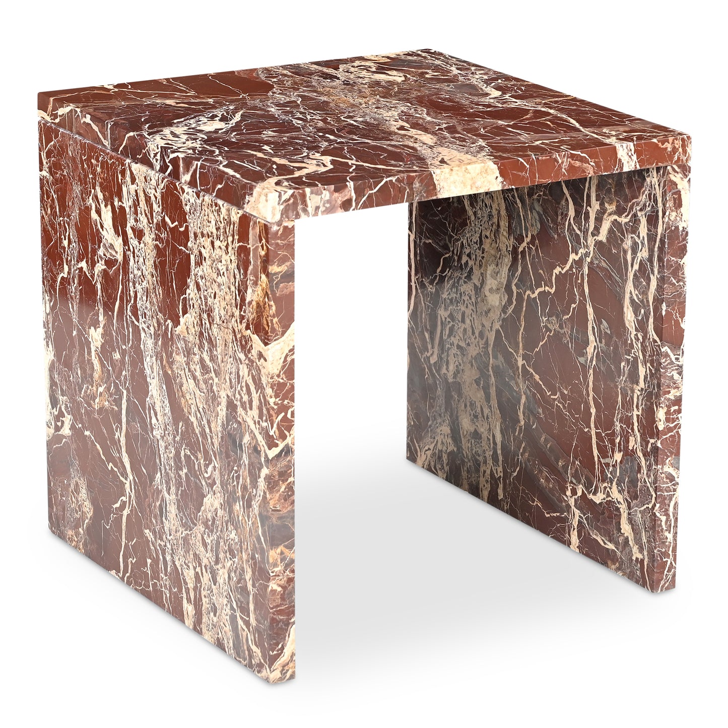 Rosa Accent Table Rosso Levanto Marble