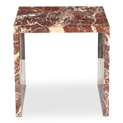 Rosa Accent Table Rosso Levanto Marble
