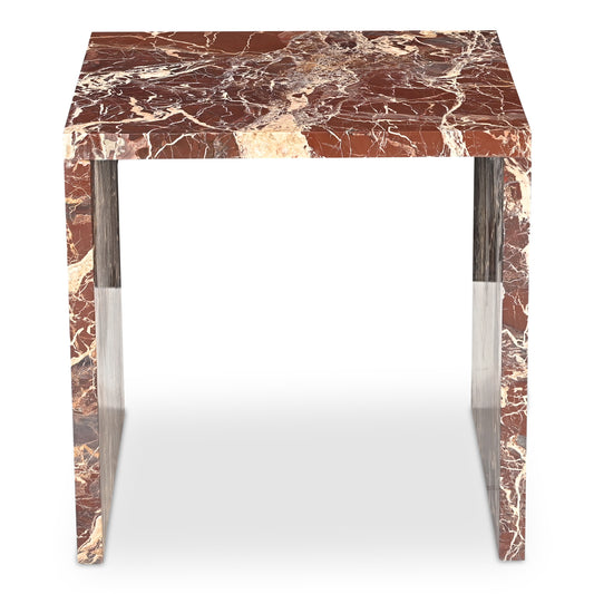 Rosa Accent Table Rosso Levanto Marble