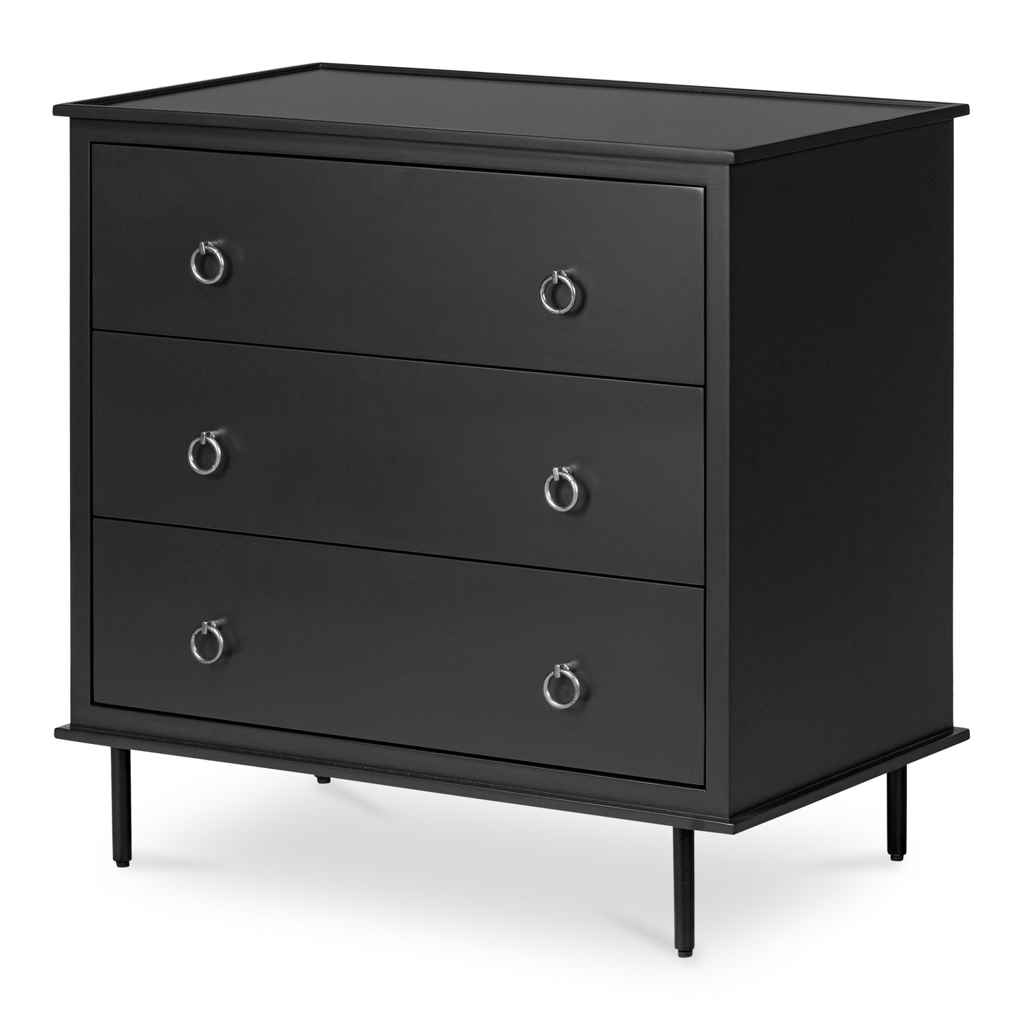 Reagan 3 Drawer Nightstand Black