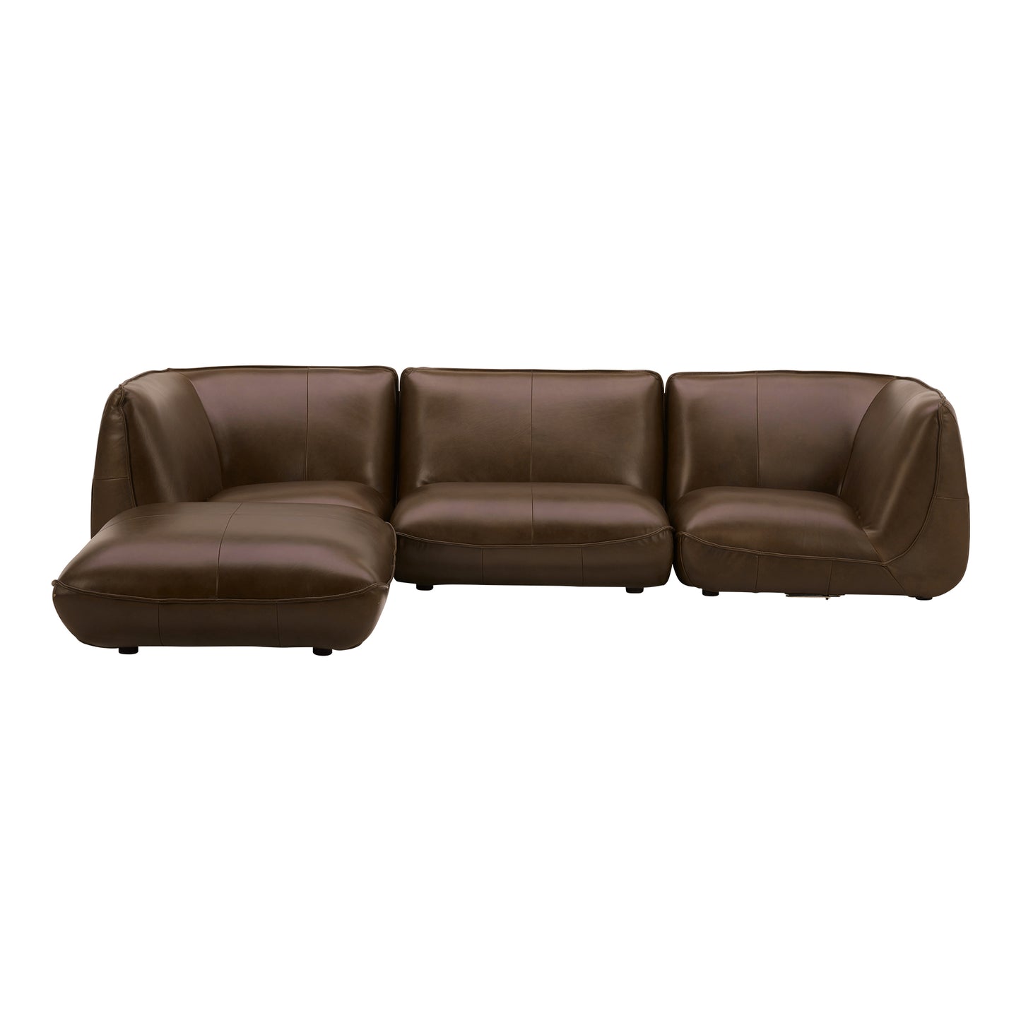 Zeppelin Lounge Modular Leather Sectional Toasted Hickory