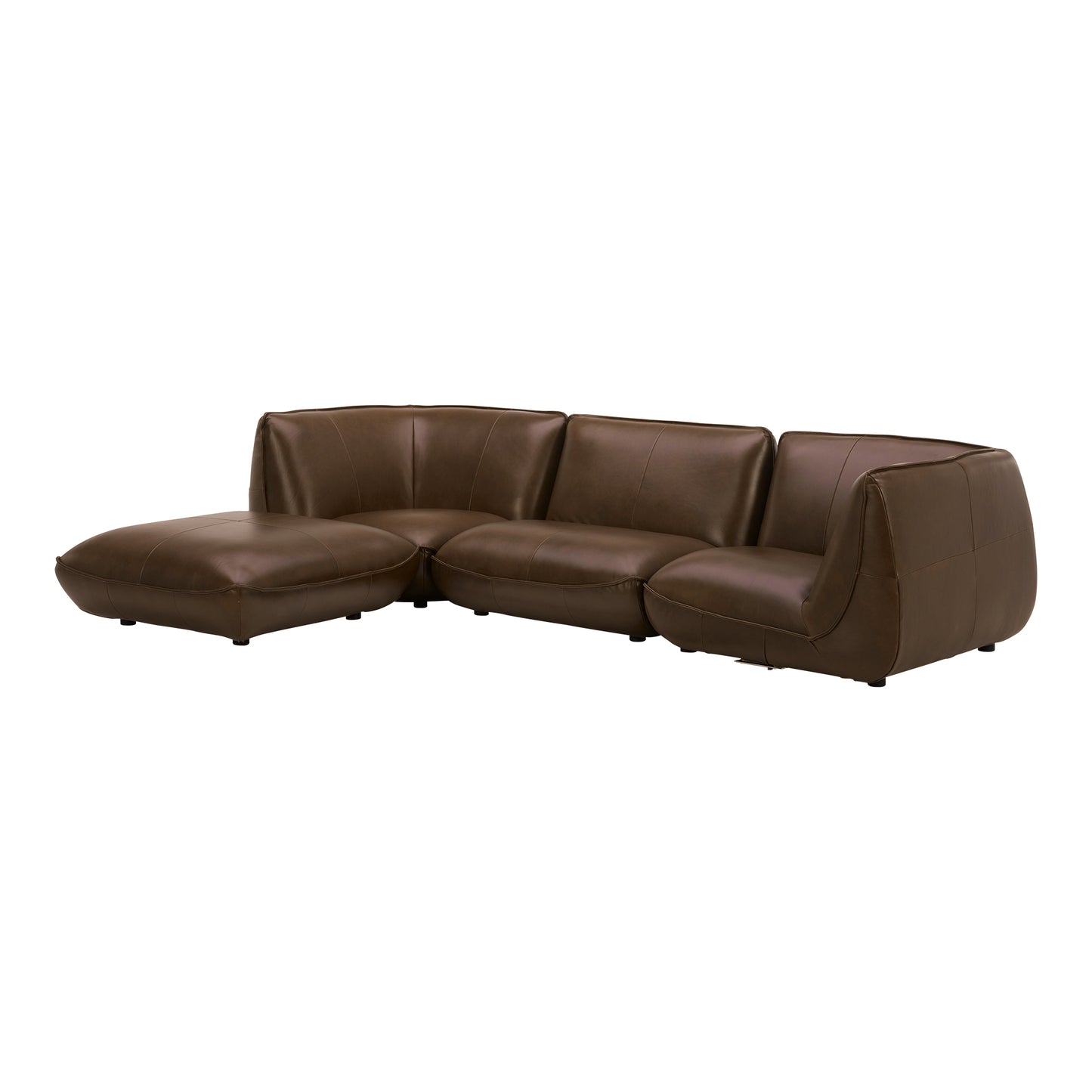 Zeppelin Lounge Modular Leather Sectional Toasted Hickory