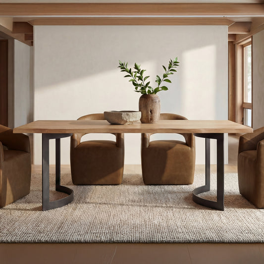 Barrow Rolling Dining Chair Tan Leather