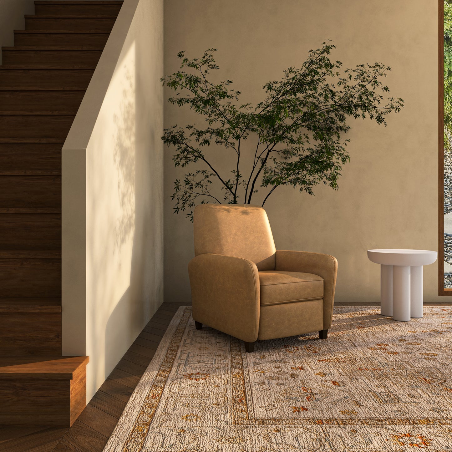 Luna Recliner Chair Tan Leather