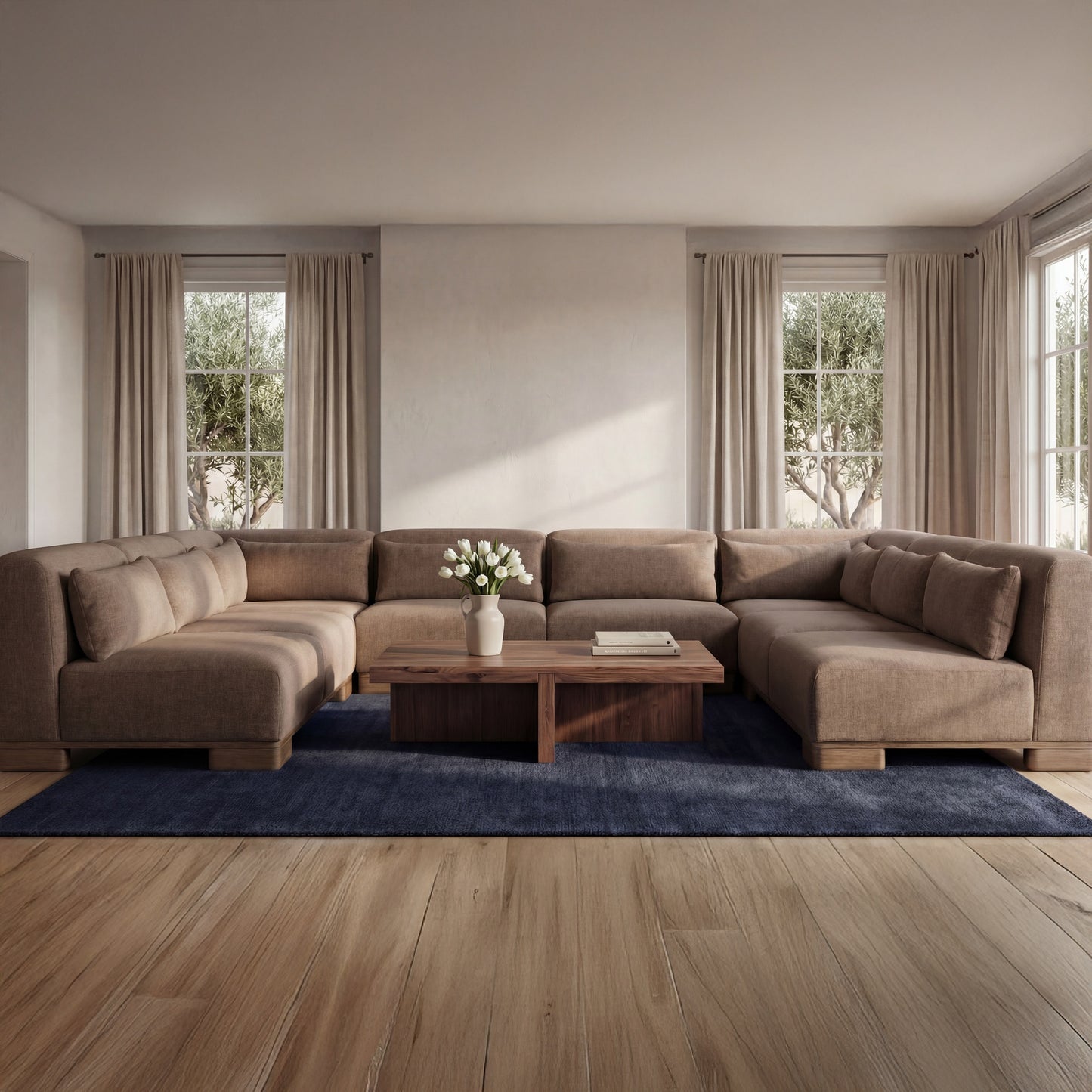 June U Shaped Modular Sectional Dark Brown