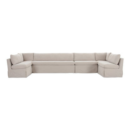 Fable Slipcover Dining Banquette U-Shape Beige 168 in.