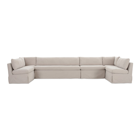 Fable Slipcover Dining Banquette U-Shape Beige 168 in.