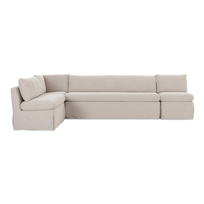 Fable Slipcover Dining Banquette L-Shape Beige 125.5 in.