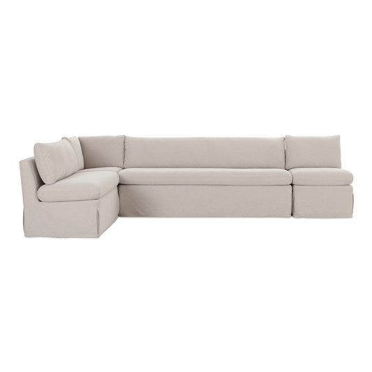 Fable Slipcover Dining Banquette L-Shape Beige 125.5 in.