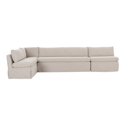 Fable Slipcover Dining Banquette L-Shape Beige 139.5 in.