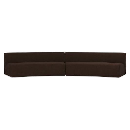 Naomi 2 Piece Concave Modular Sectional Dark Brown