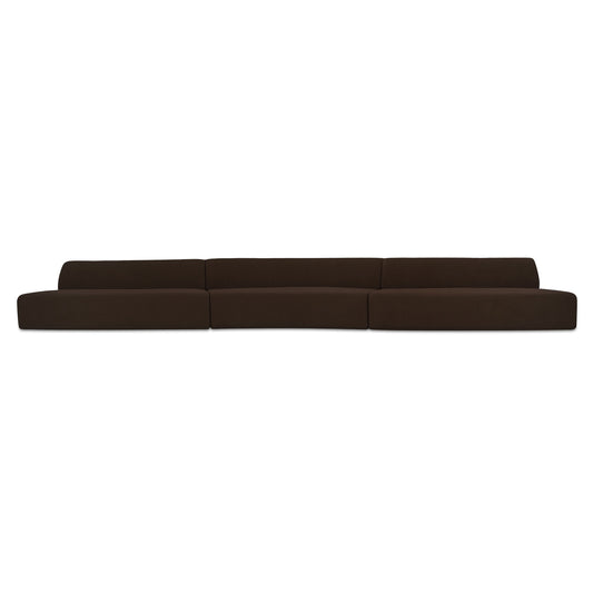 Naomi 3 Piece Wave Modular Sectional Dark Brown