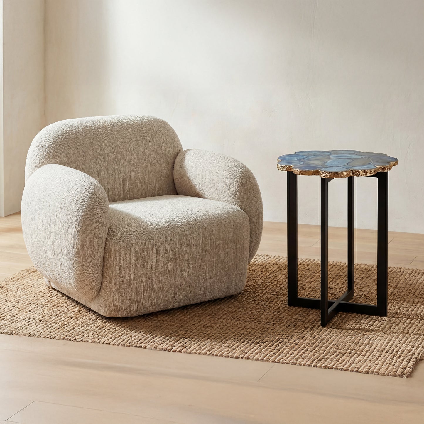 Azul Agate Accent Table Blue