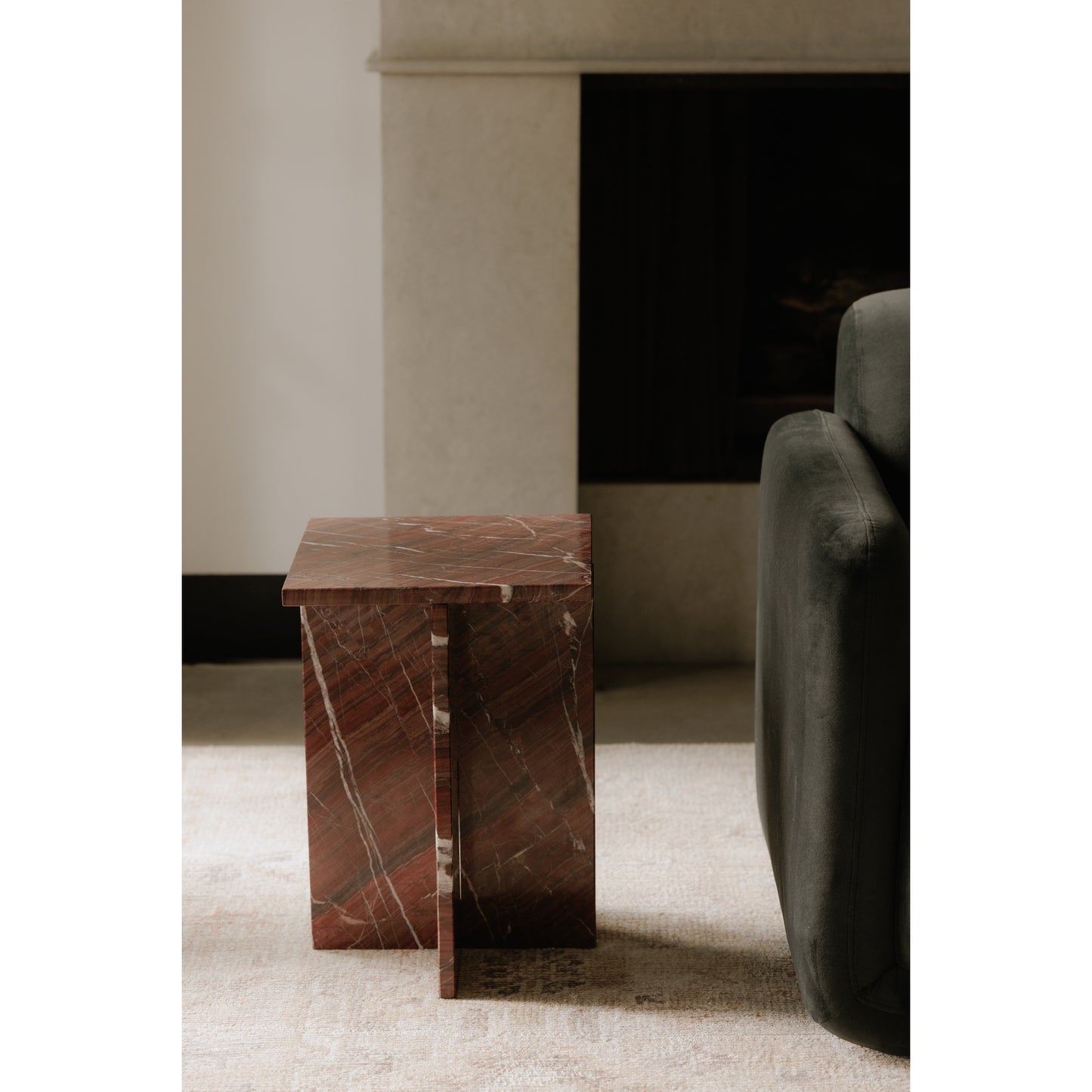 Blair Accent Table Rosso Levanto Marble