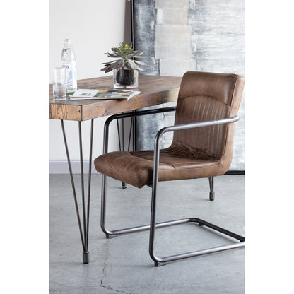 Ansel Arm Chair Grazed Brown Leather - Set Of Two