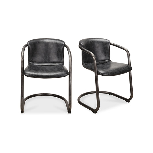 Freeman Dining Chair Onyx Black Leather - Set Of Two