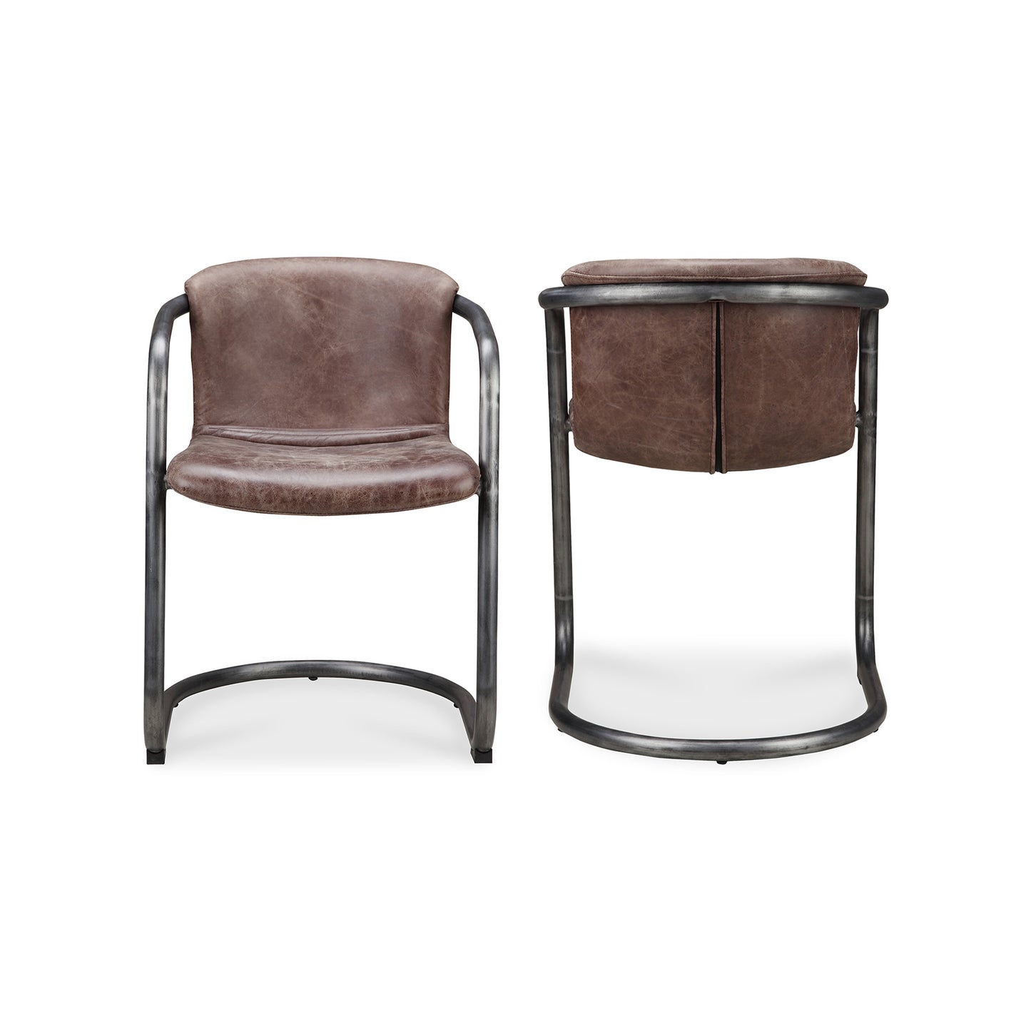 Freeman Dining Chair Grazed Brown Leather - Set Of Two