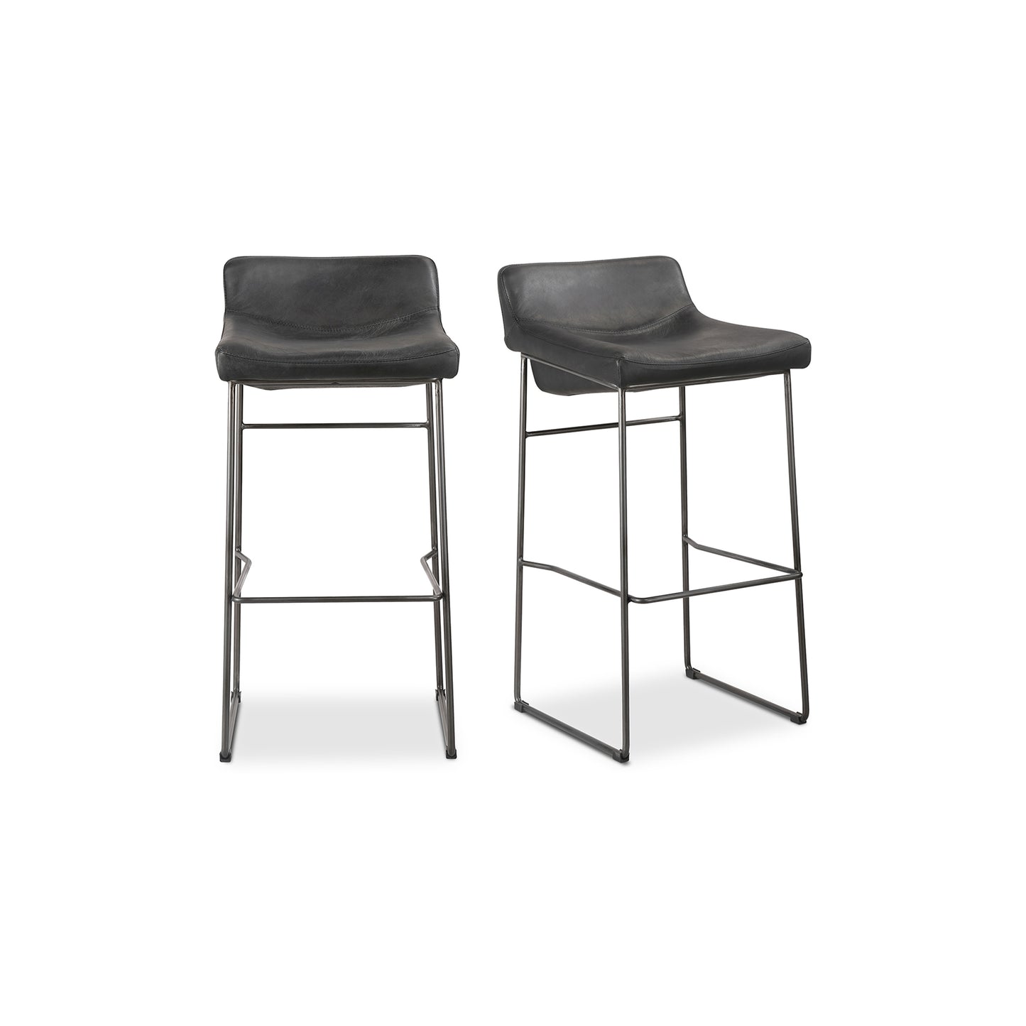 Starlet Barstool Onyx Black Leather - Set Of Two