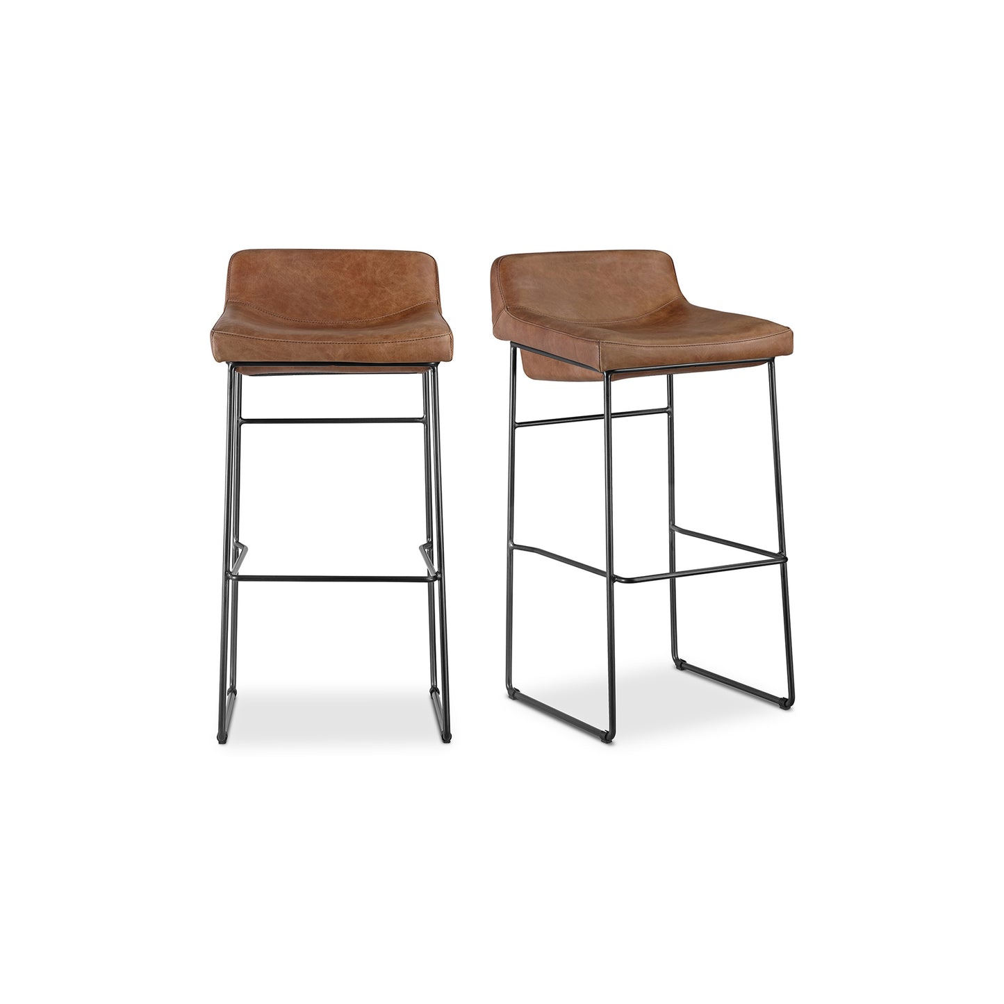 Starlet Barstool Open Road Brown Leather - Set Of Two