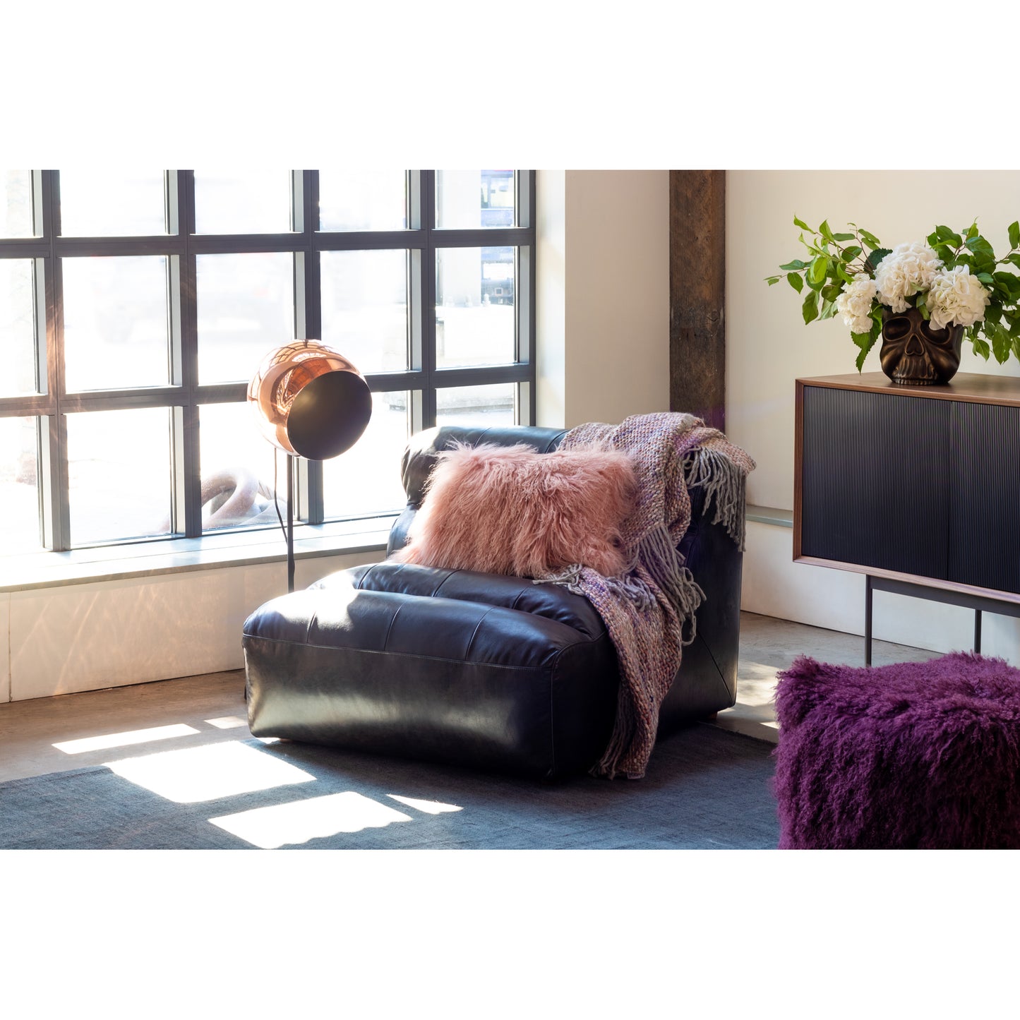 Ramsay Leather Slipper Chair Black