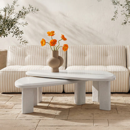 Sophie Outdoor Nesting Table Set Cream Lacquer