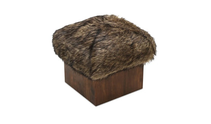 Serge Ottoman Brown Faux Fur