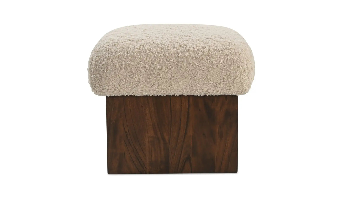 Serge Ottoman Cream Faux Shearling