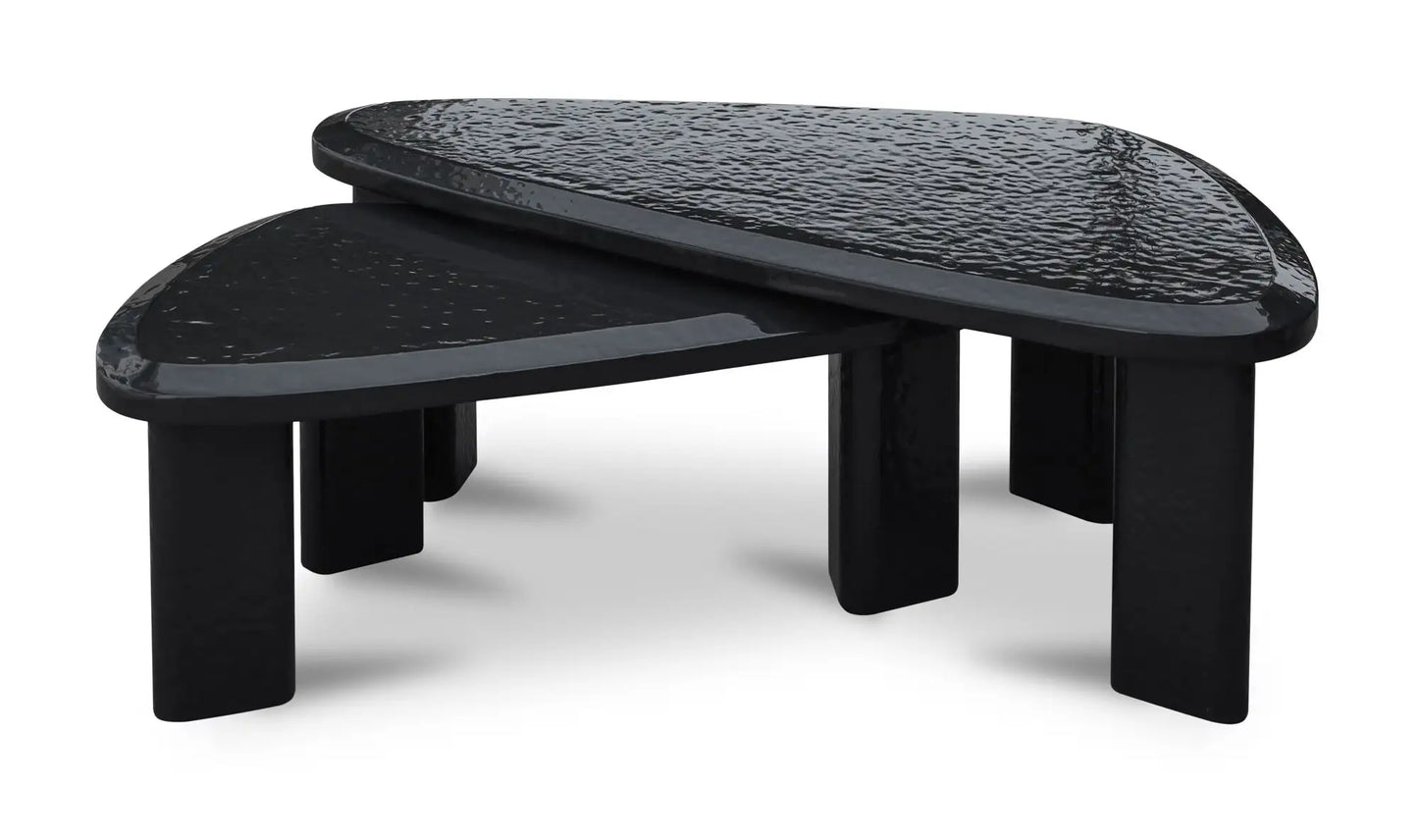 Sophie Outdoor Nesting Table Set Charcoal Lacquer