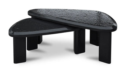 Sophie Outdoor Nesting Table Set Charcoal Lacquer