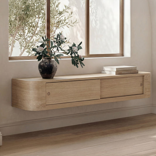 Round Off Floating Console Table Natural
